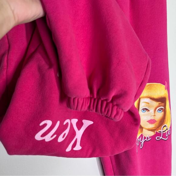 Boys Lie Sz S Ken You Mot Barbie Oversized sweatpants Hot Pink - Picture 4 of 13